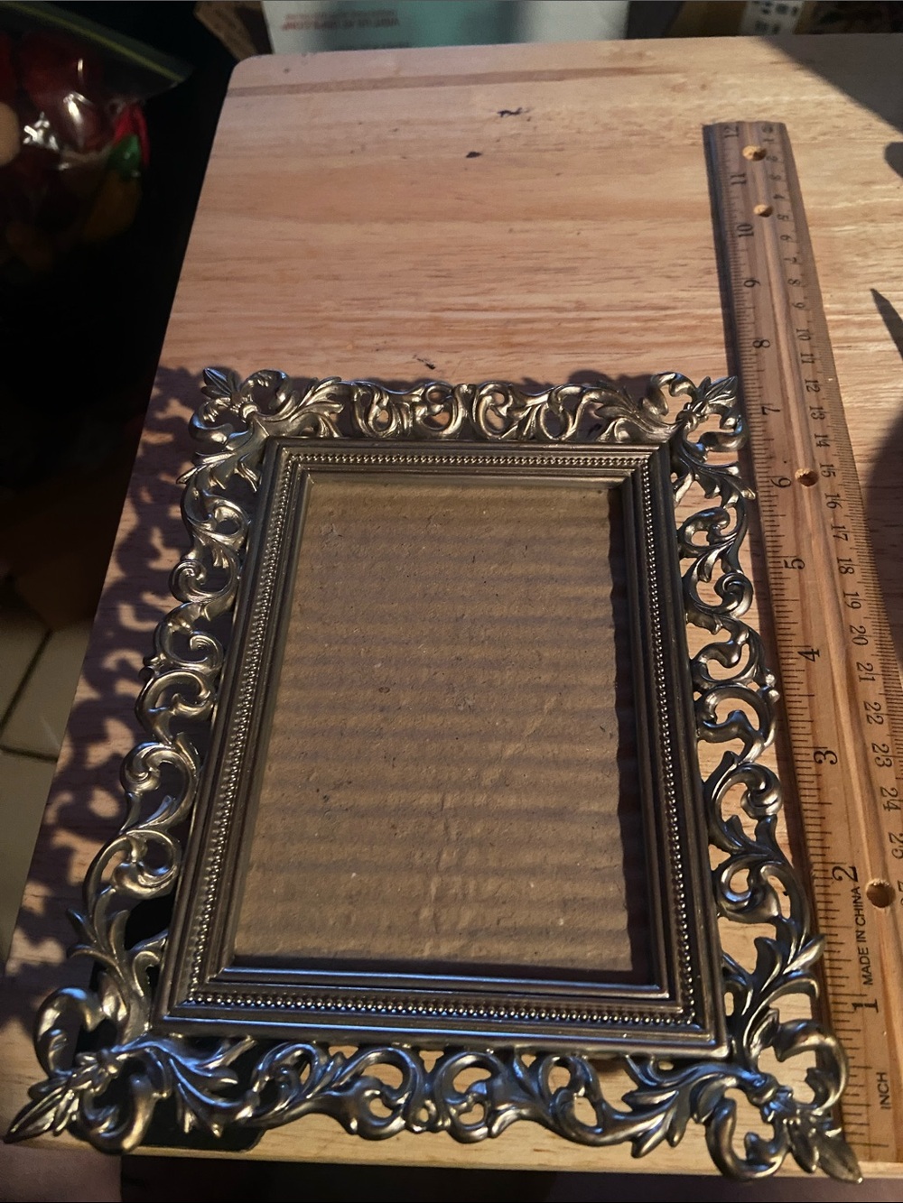 Vintage Ornate Filigree silver Tone 5x7 Picture Frame